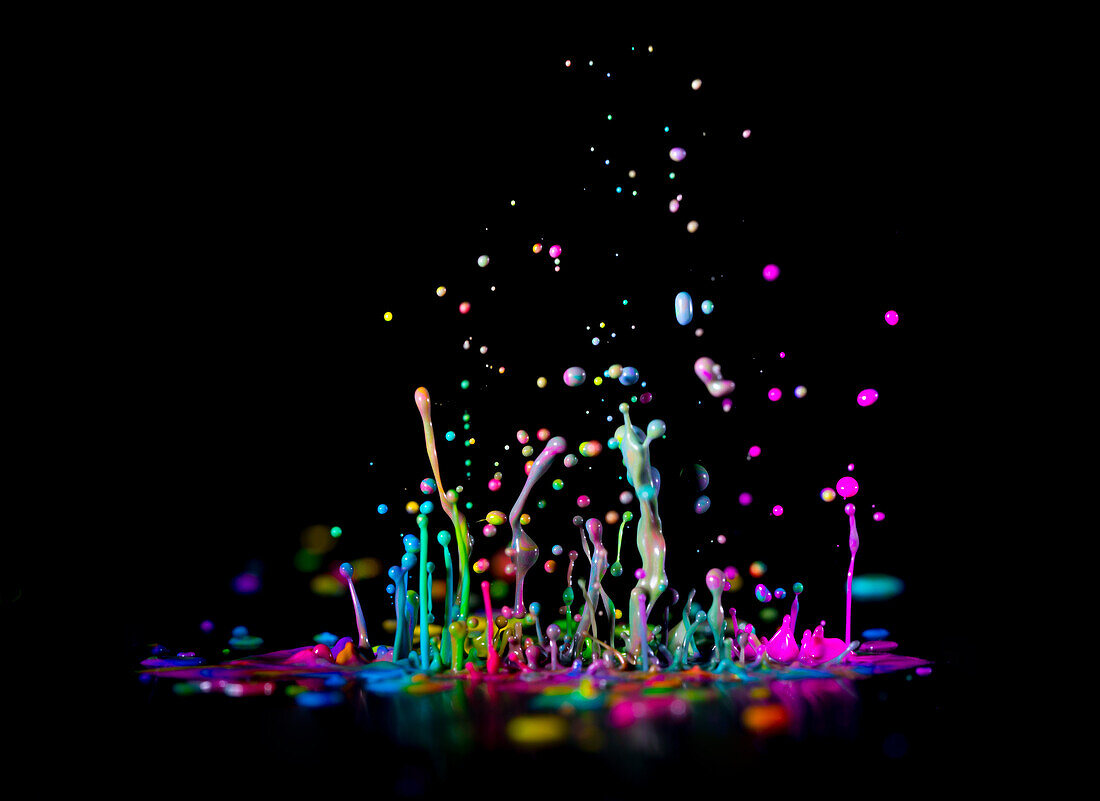 Splash of multi-coloured paint