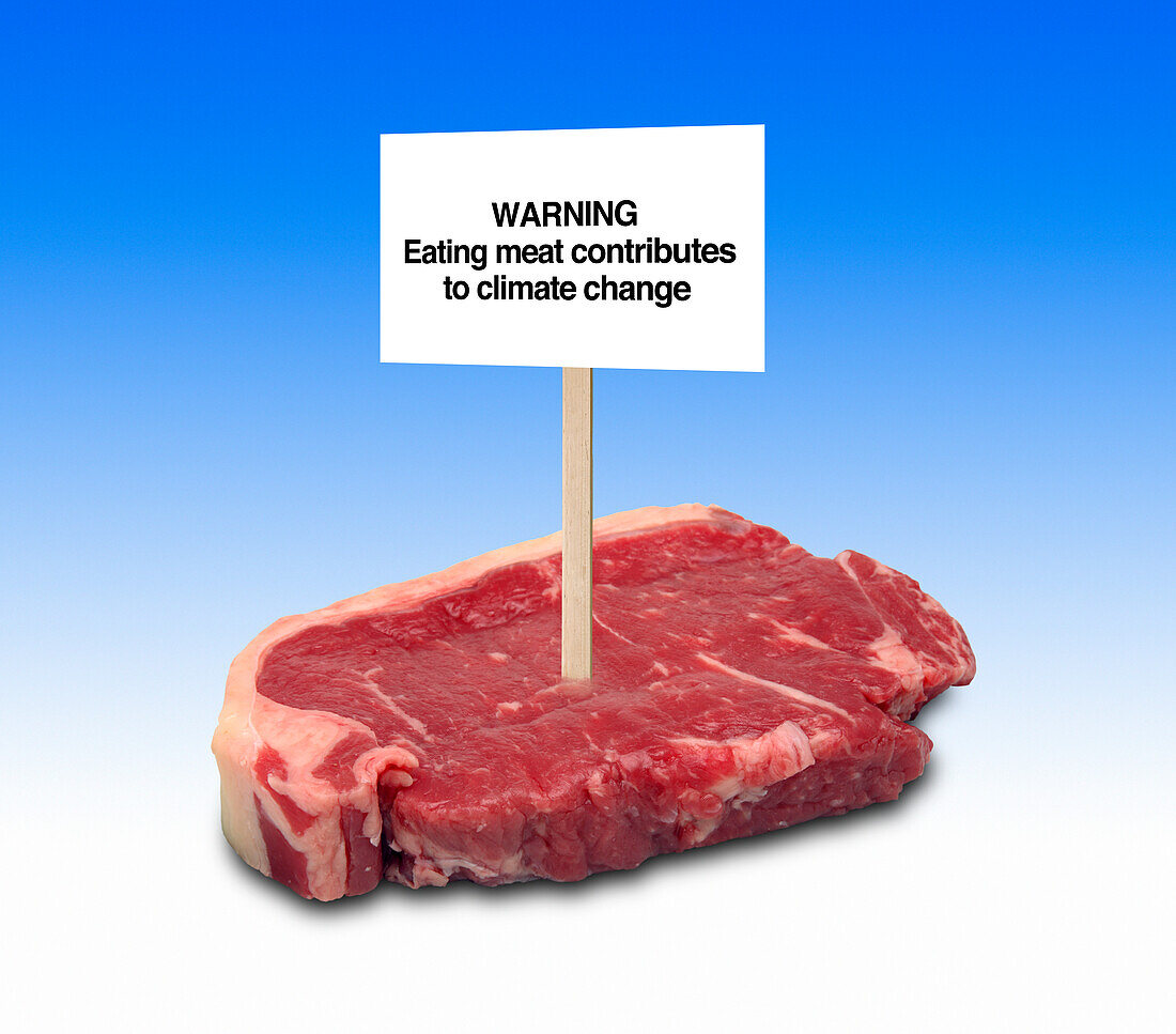 Impact of eating meat on climate change, composite image