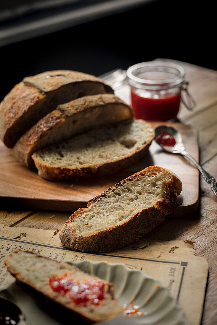 Sourdough bread with chilli jam