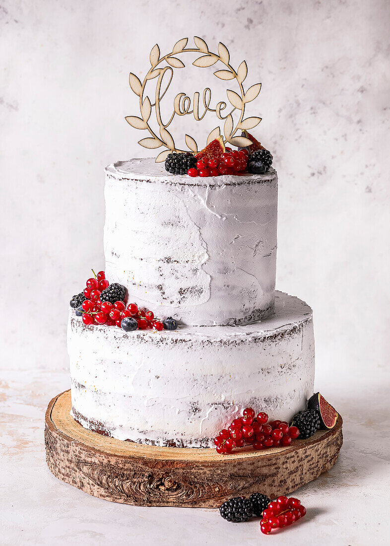 Two-tiered wedding cake