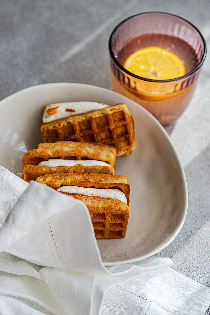 Belgian waffles with marshmallows