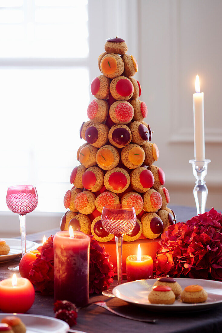 Pyramid made from choux à la crème