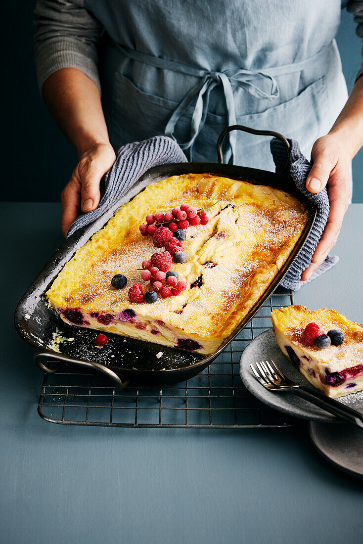 Curd cheese strudel with berries