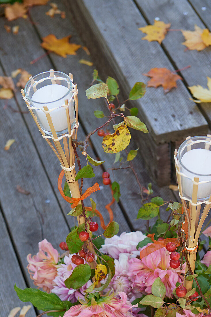 Autumn garden torches