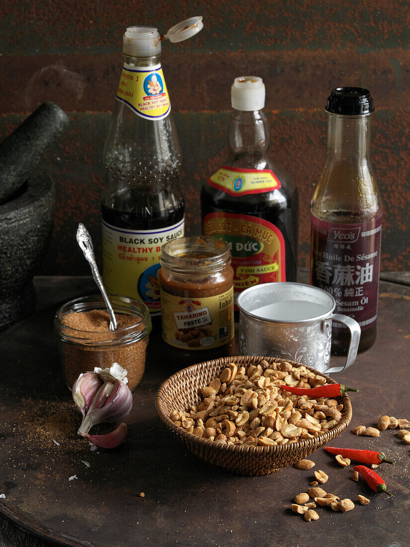 Ingredients for homemade peanut sauce