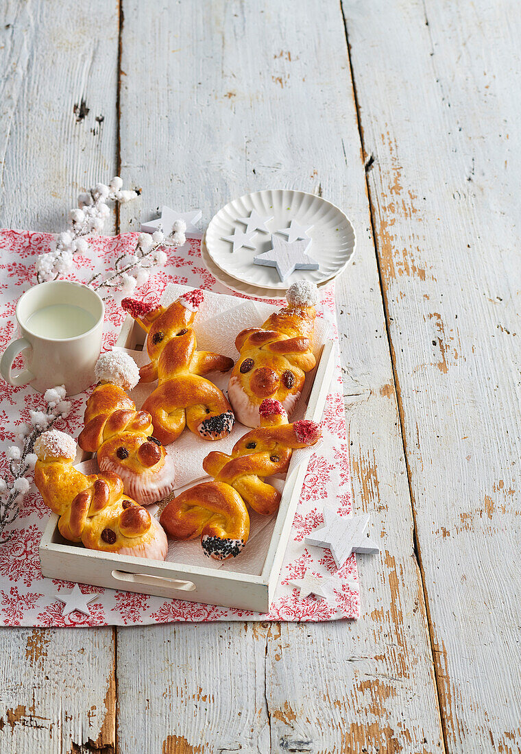 Father Christmases made from yeast dough