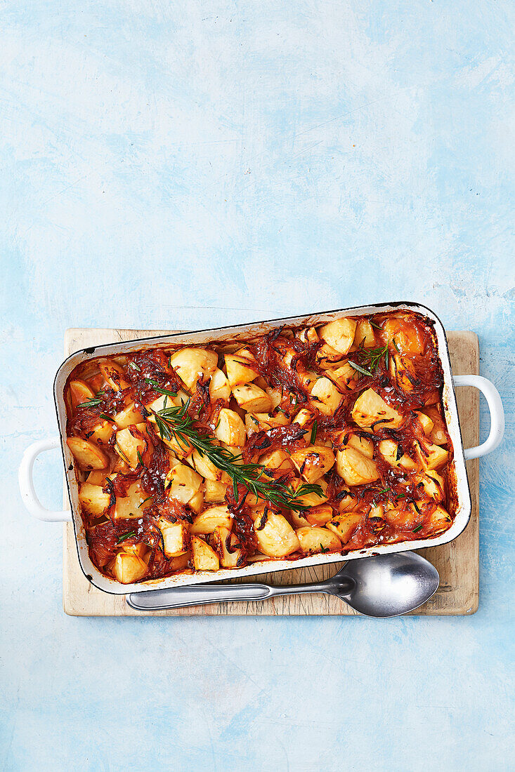 French onion roast potatoes from the oven