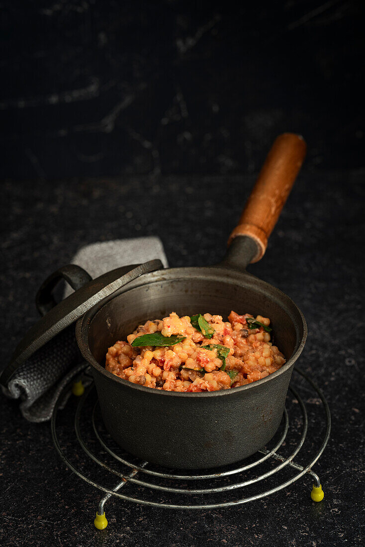 Pastotto mit Zucchini und getrockneten Tomaten