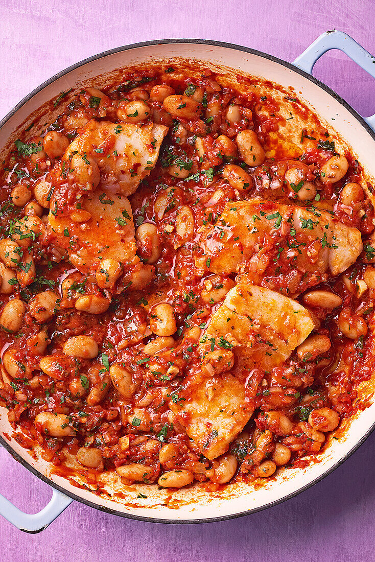 Fish fillet with nduja and butter beans