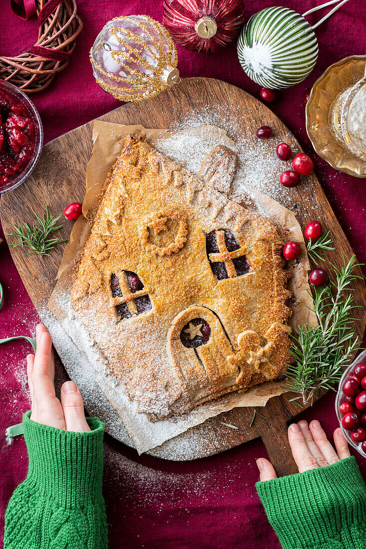 Gingerbread house cake