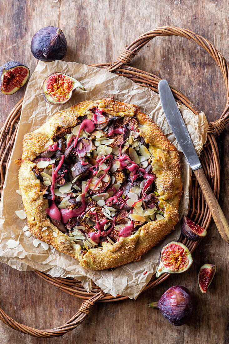 Fig galette with almond slivers