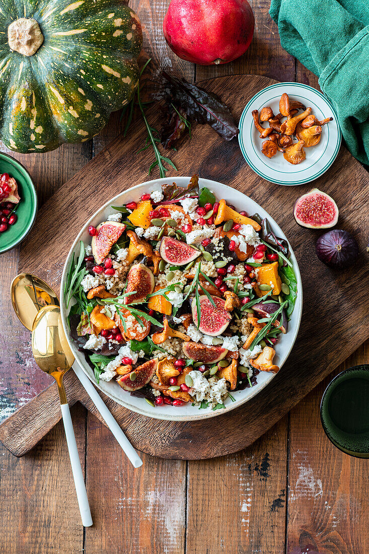 Pumpkin and quinoa salad with figs and pomegranate