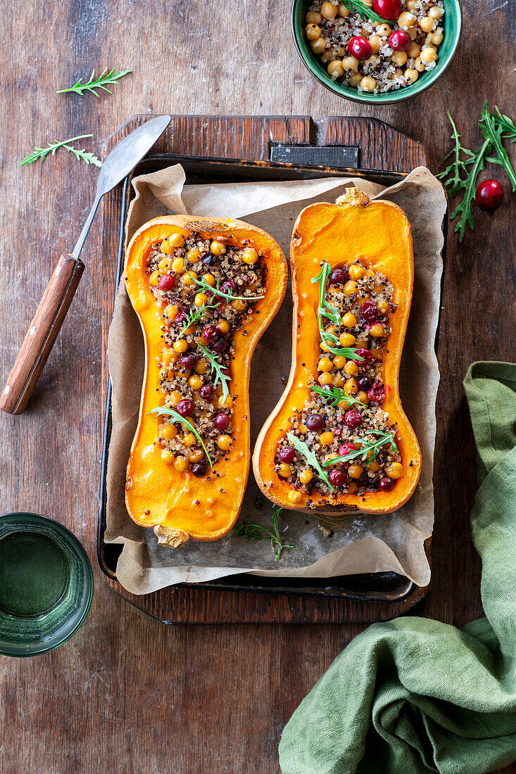 Stuffed butternut squash with quinoa and vegetables