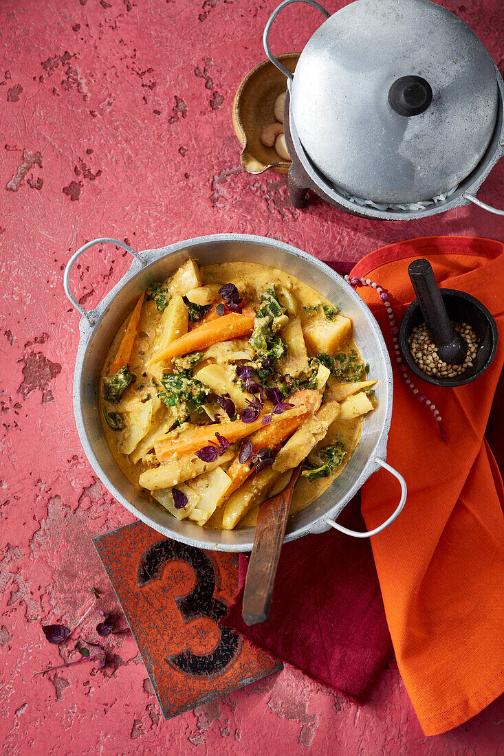 Winter vegetable korma with curry paste