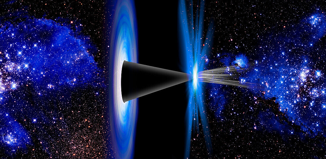 Black hole to white hole transition, conceptual illustration