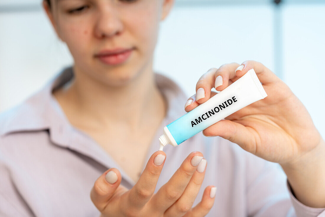 Amcinonide medical cream, conceptual image