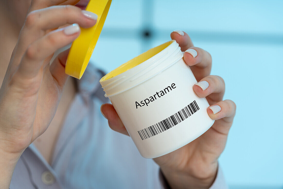 Aspartame food additive, conceptual image