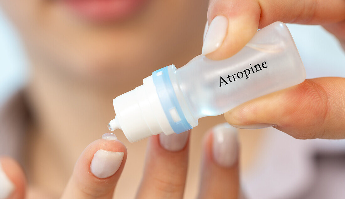 Atropine medical drops, conceptual image