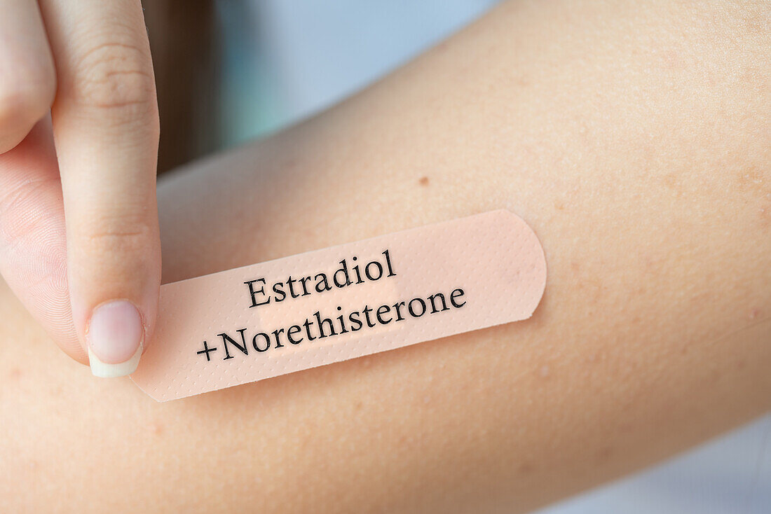 Estradiol and norethisterone patch, conceptual image