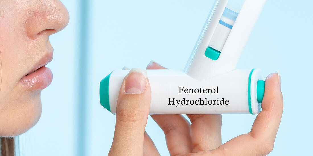Fenoterol hydrochloride medical inhaler, conceptual image