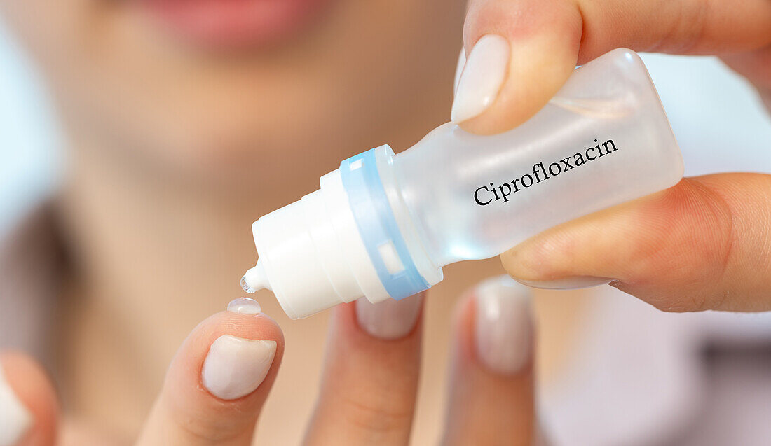 Ciprofloxacin medical drops, conceptual image