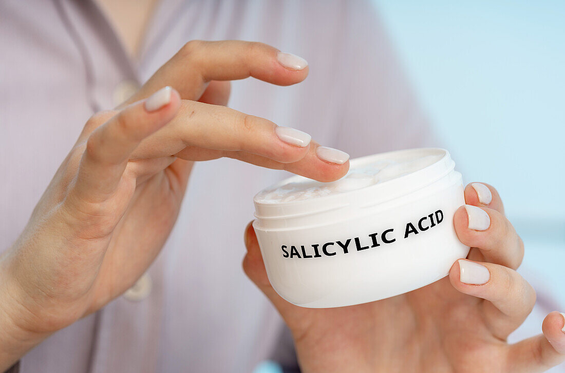 Salicylic acid medical cream, conceptual image