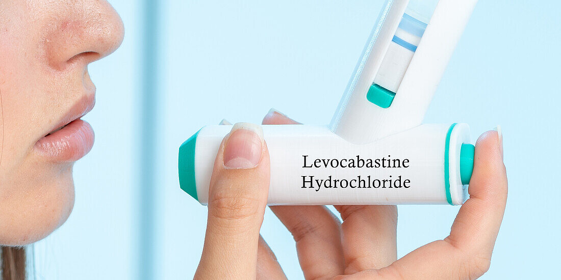 Levocabastine hydrochloride medical inhaler, conceptual image