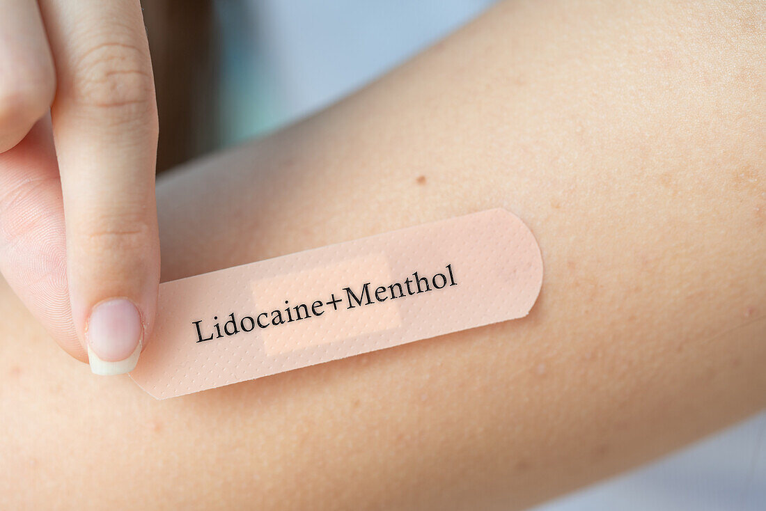 Lidocaine and menthol dermal patch, conceptual image