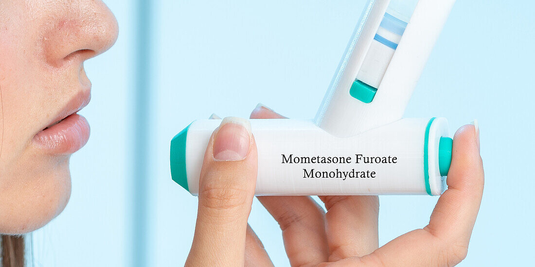 Mometasone furoate monohydrate inhaler, conceptual image