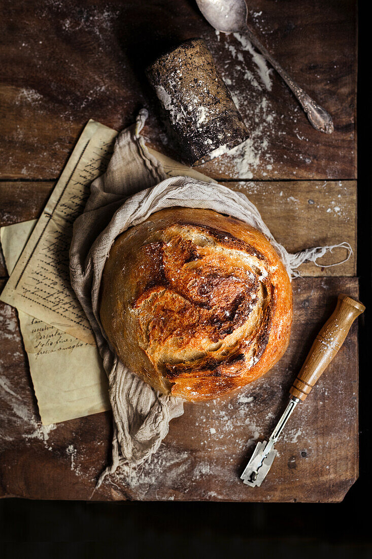 Home-baked sourdough bread