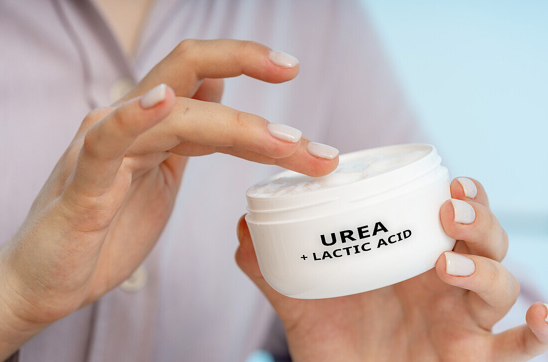 Urea and lactic acid medical cream, conceptual image