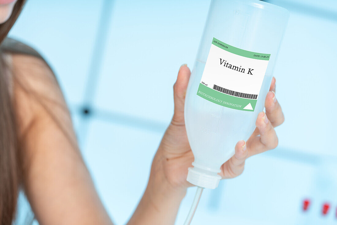 Vitamin K intravenous solution, conceptual image