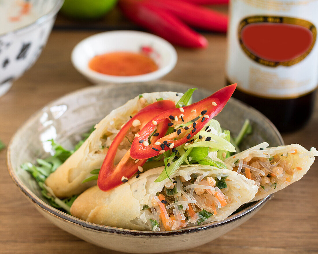 Vietnamese spring rolls 'Ch? Giò' with vegetable filling