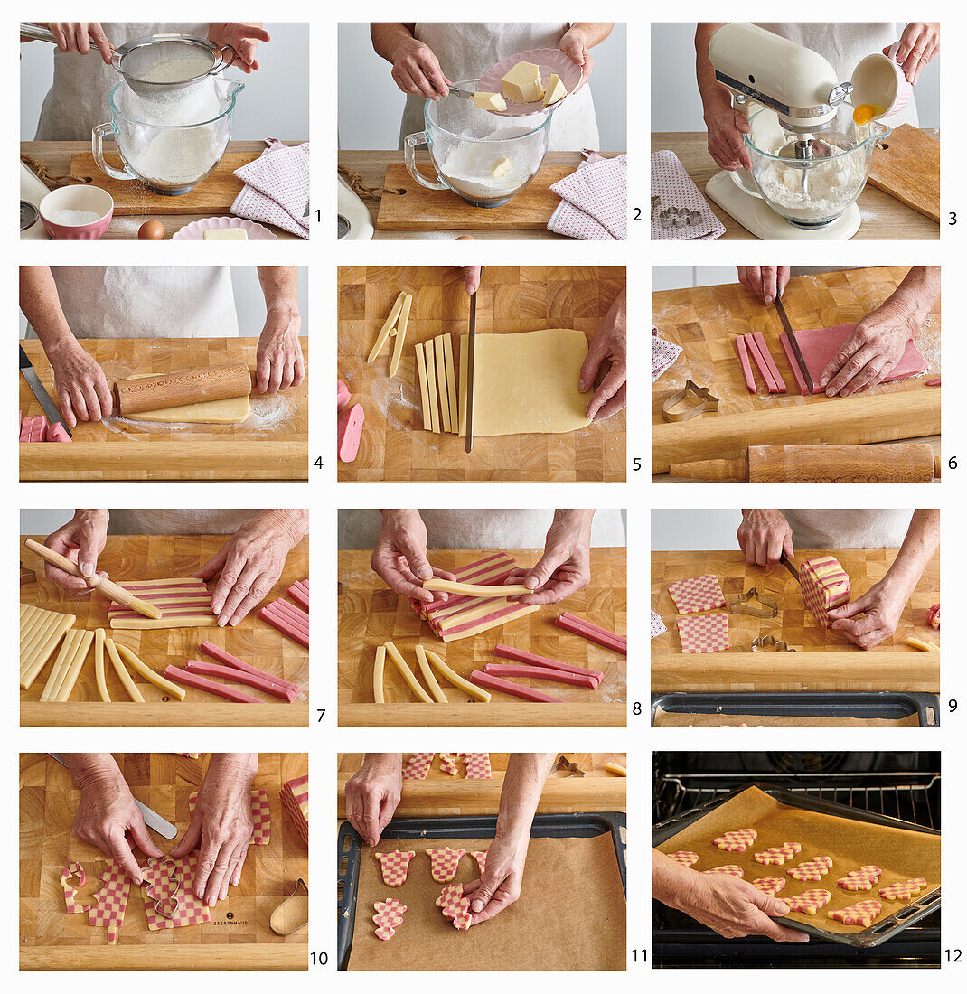 Chequerboard biscuits with cardamom