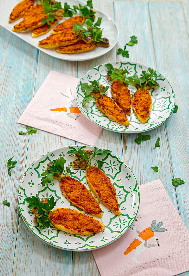 Easter carrot puff pastry biscuits with parsley
