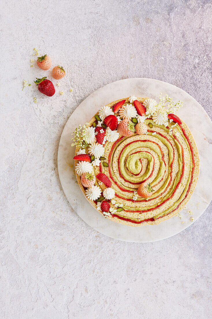 Strawberry Pistachio Wrap Cake