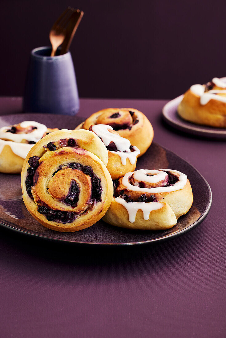 Blueberry buns with tonka bean and woodruff