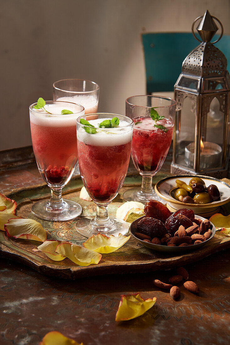 Turkish pomegranate sherbet with sparkling wine