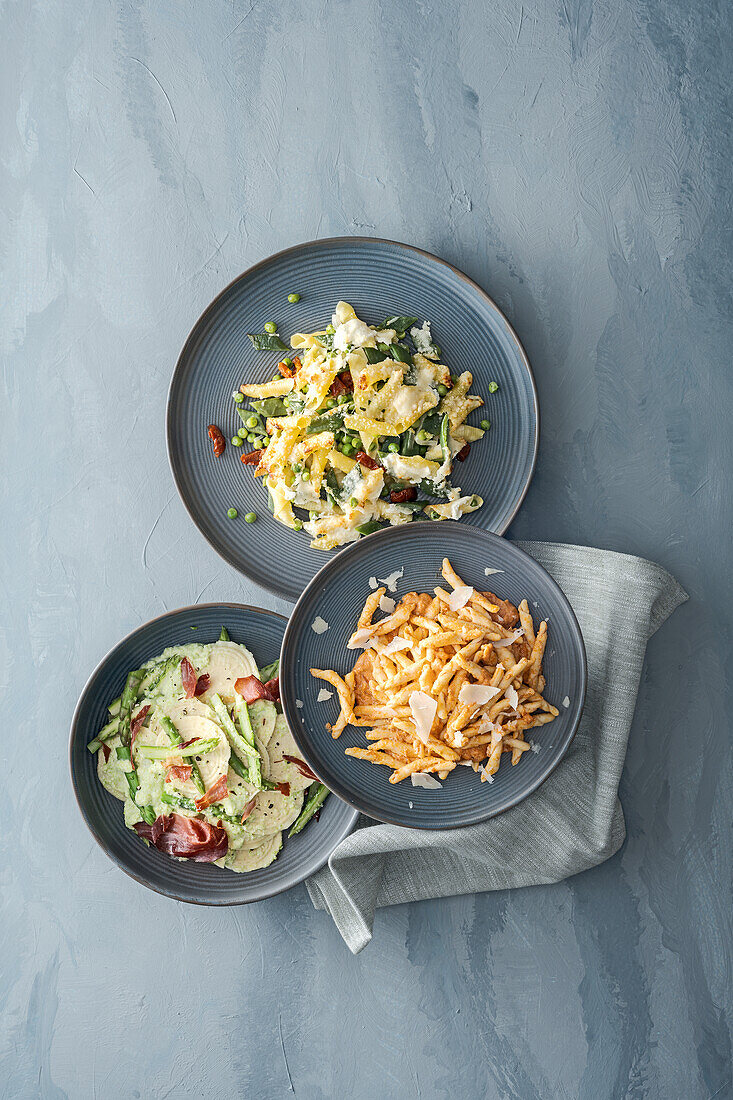 Dreierlei Pasta mit Garganelli, Maccheroni al ferreto und Corzetti