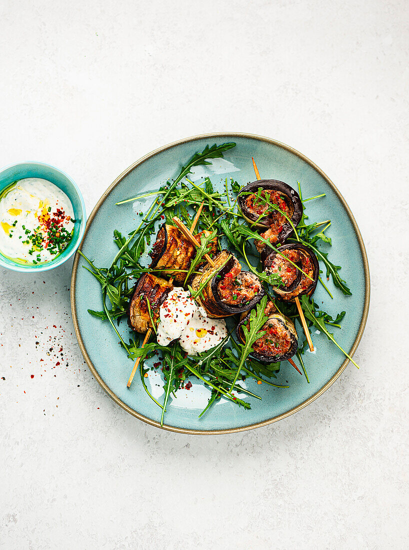 Aubergine-Hackfleisch-Röllchen aus der Heißluftfritteuse