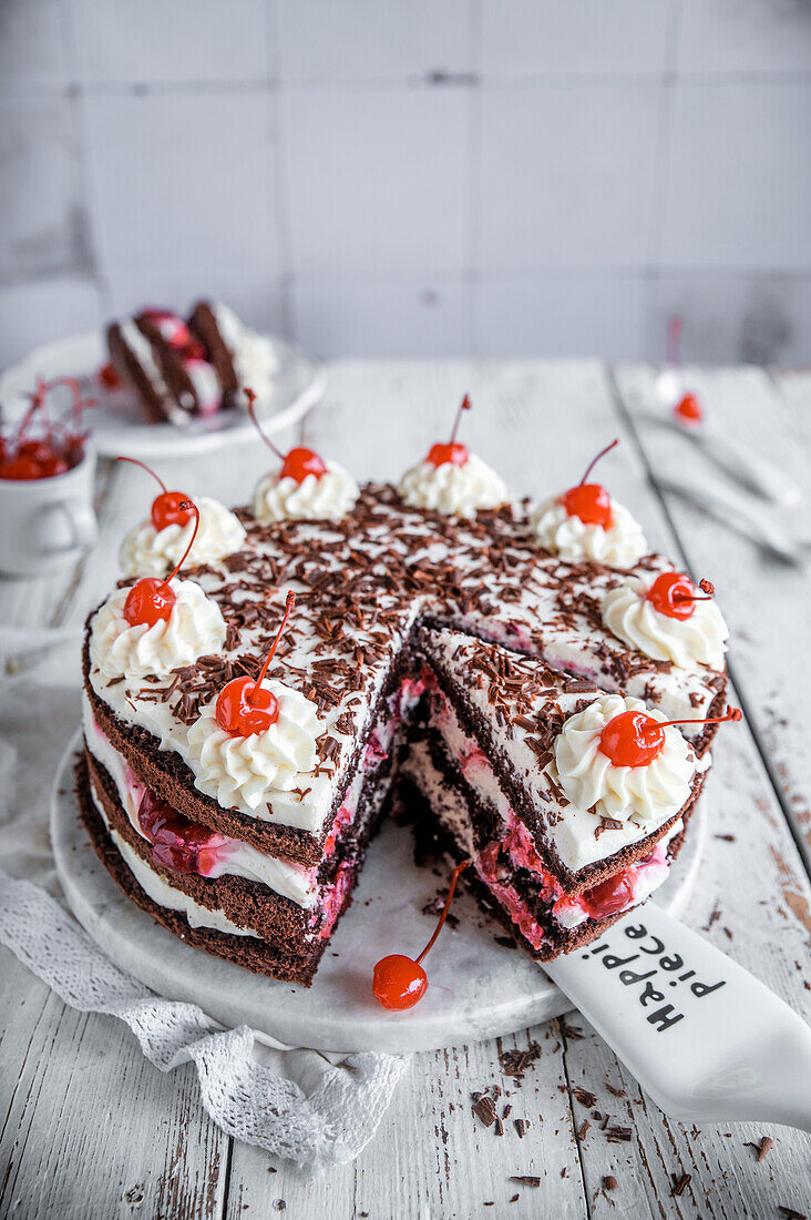 Black Forest gateau with Amarena cherries