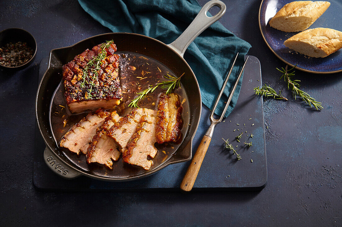 Slow-cooked beef brisket from the oven with honey-balsamic vinegar