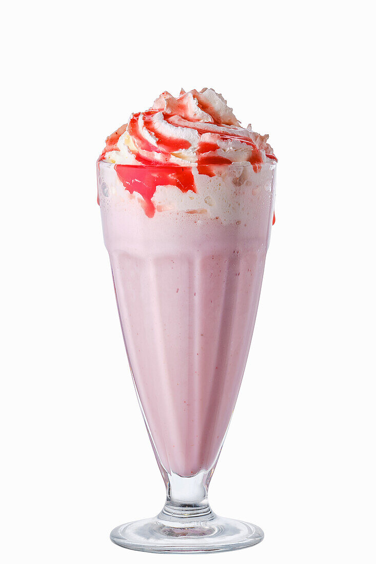 Strawberry milkshake with whipped cream