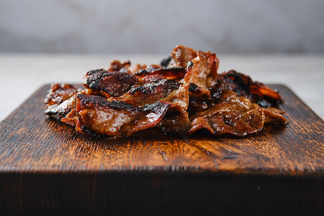 Fried beef bacon