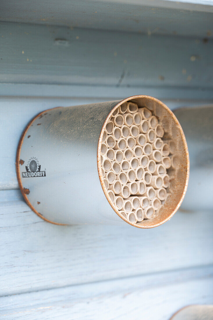 Insektenhotel in der Hauswand, close-up