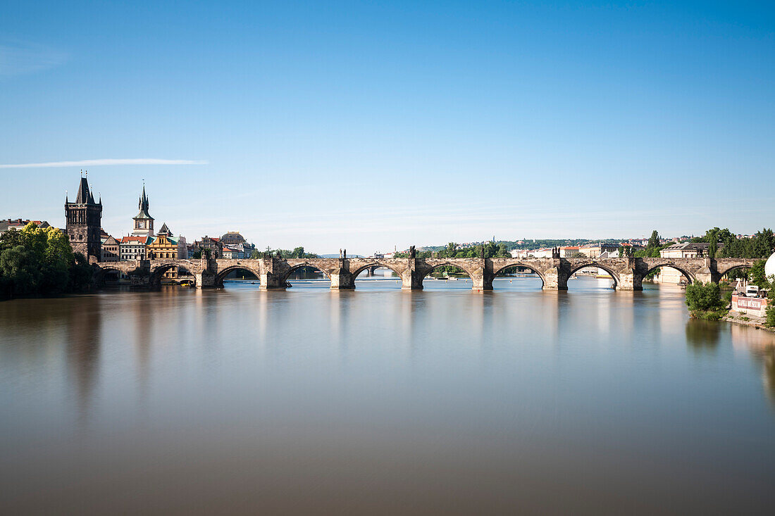 Charles bridge over Vltava River, Prague, Czech Republic