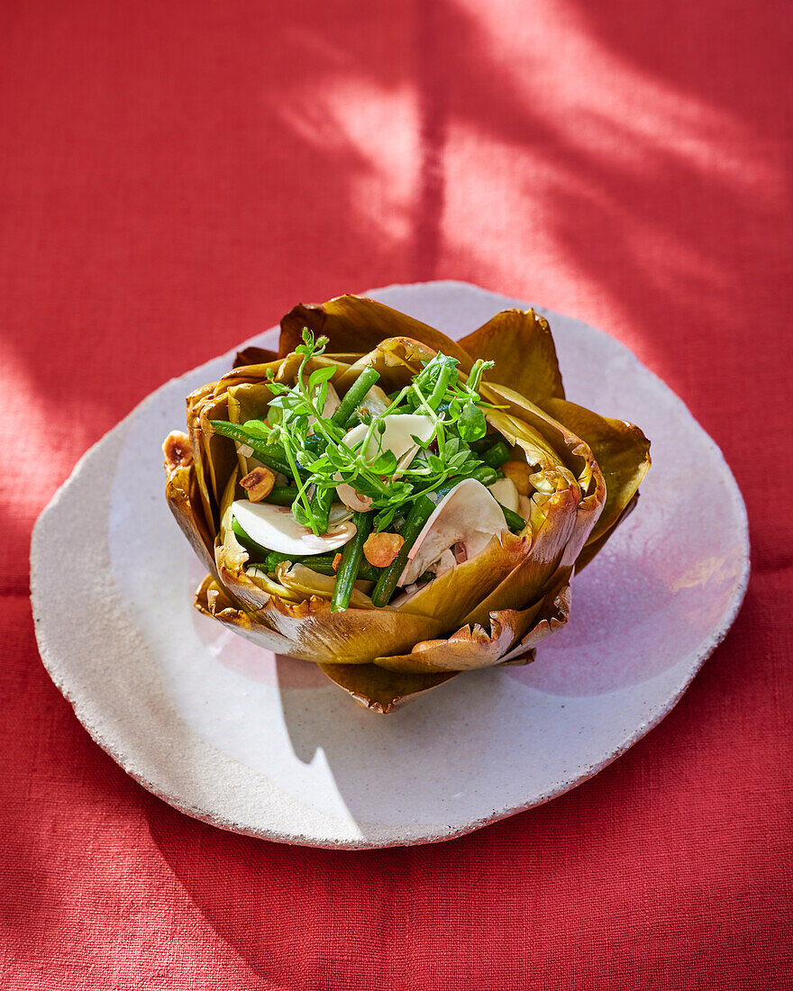 Artischockensalat mit grünen Bohnen