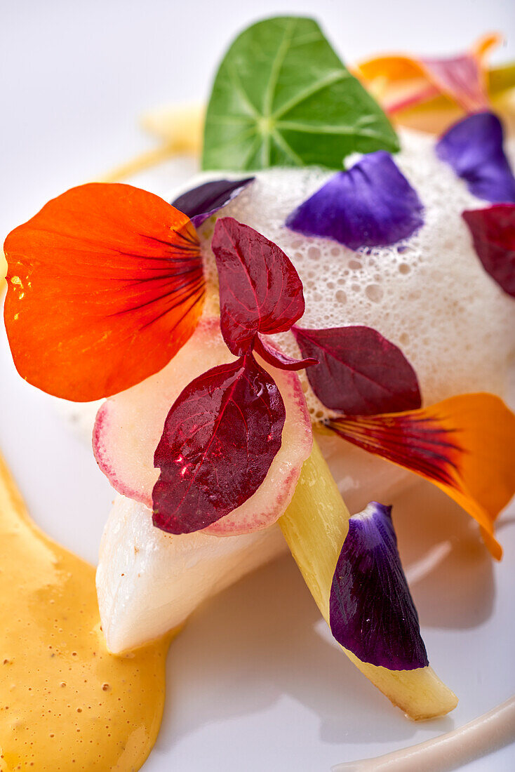 St Peter's fish with edible flowers