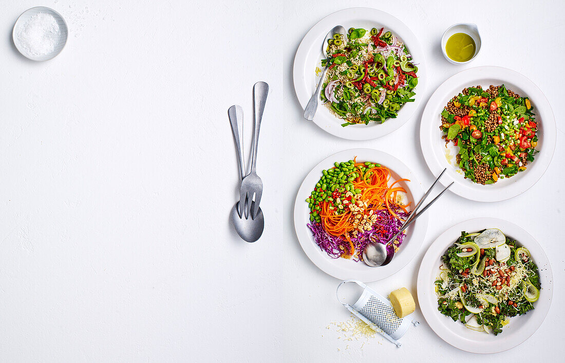 Four different vegetable salads