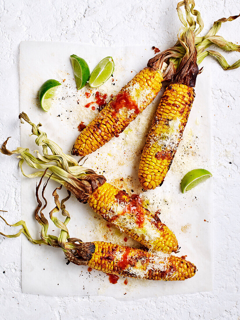 Charred corn with smoky parmesan crust